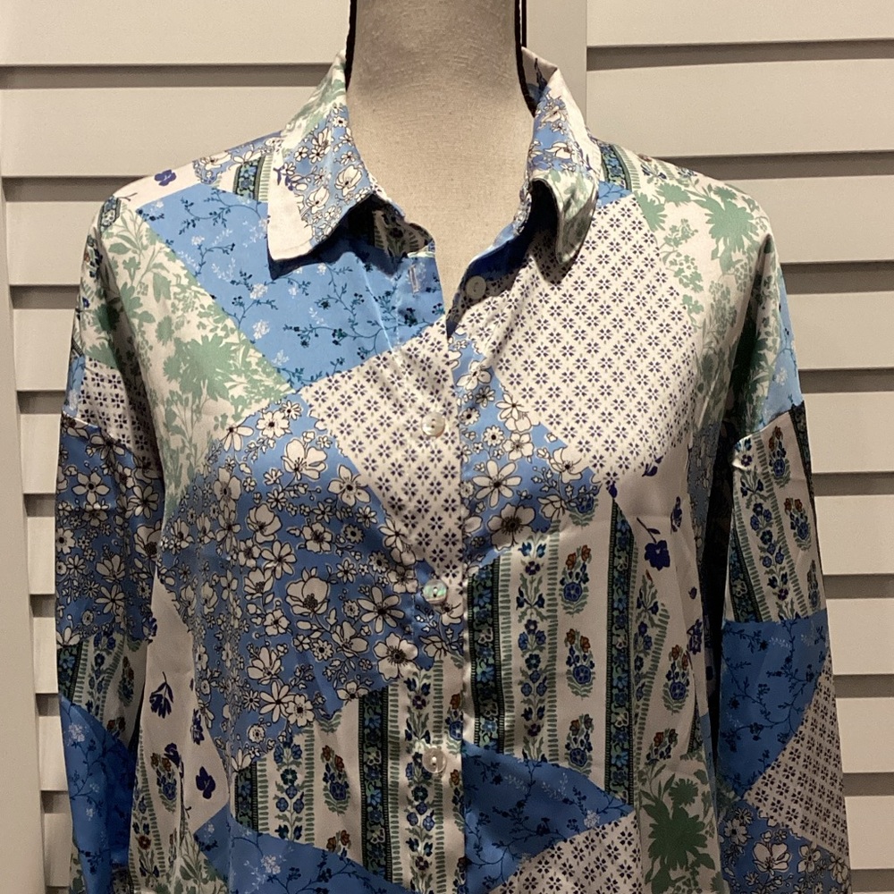 Forever 21 Women's Patchwork Button Down Shirt - … - image 2